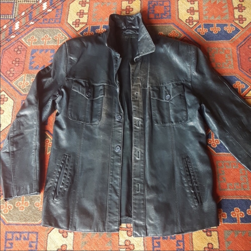 Distressed Leather Jacket - image 1